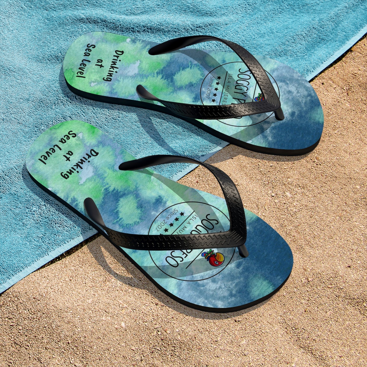 Drinking at Sea Level Flip Flops