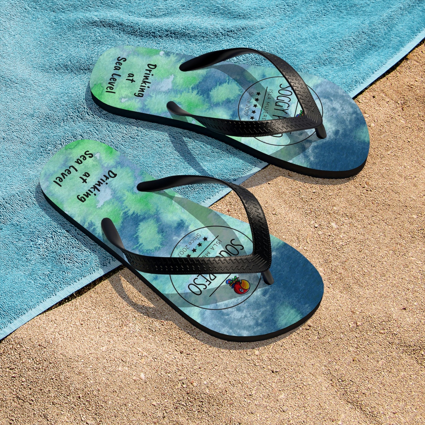 Drinking at Sea Level Flip Flops