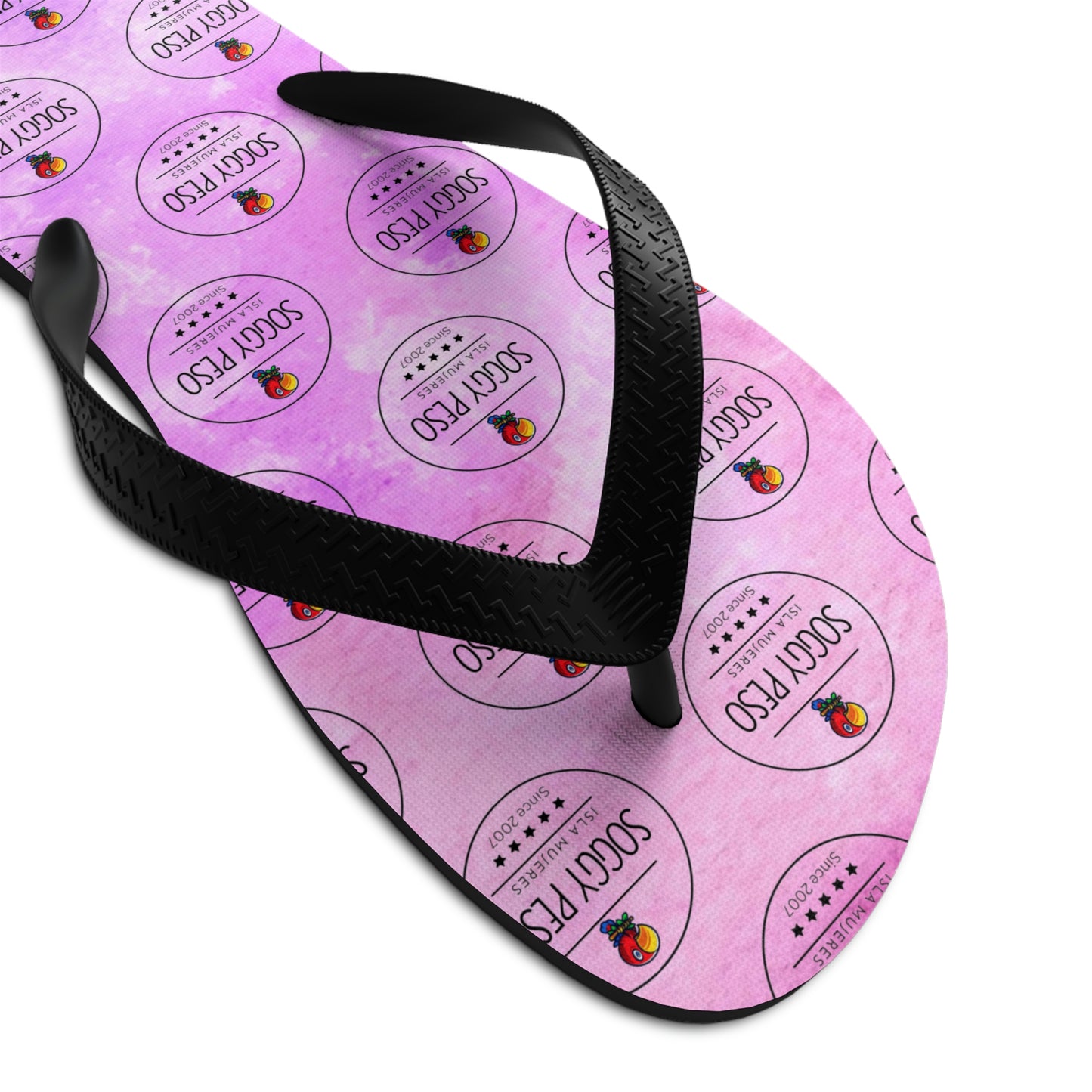 Pink Soggy Peso Logo Flip Flops