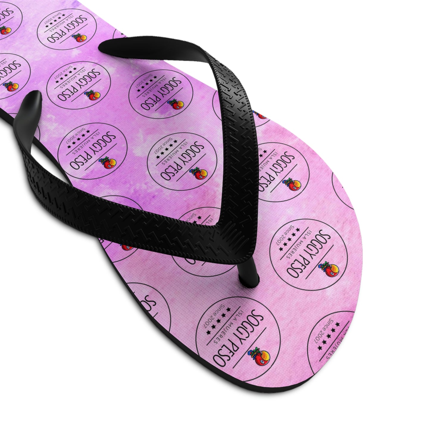 Pink Soggy Peso Logo Flip Flops