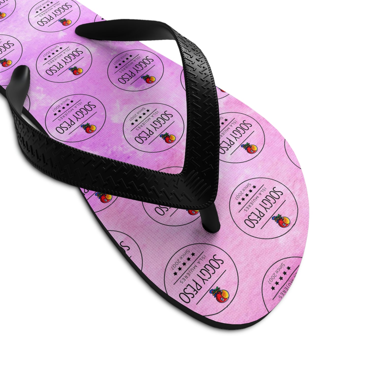Pink Soggy Peso Logo Flip Flops